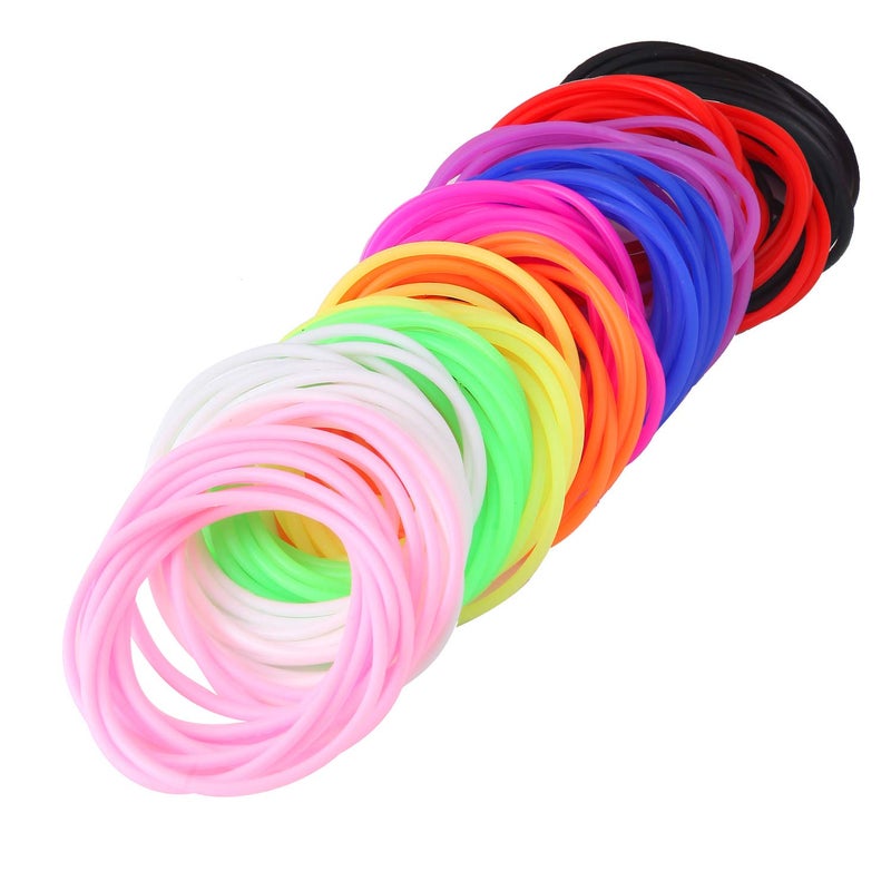 Senkary 120 Pieces Silicone Jelly Bracelets Nonluminous Stretchy 80s Rubber Bracelets Gel Gummy Hair Ties for Party Favors, Adults, Women, Kids, Girl(10 Colors) - Image 4